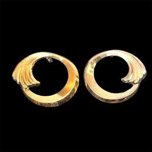 14K Gold Vermeil Earrings Sterling SIGNED Statement Large 1.5” Swirl Pierced 3 G